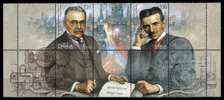 Михајло Пупин и Никола Тесла, друга историјска фотографија двојице научника